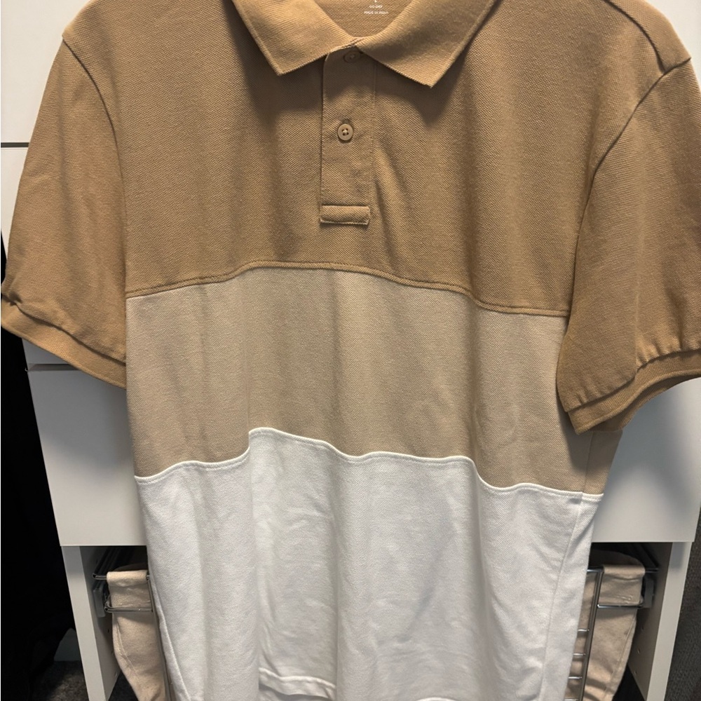 Old Navy Men's Polo Shirt in Tan and White